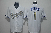 Kansas City Royals #1 Jarrod Dyson White New Cool Base Gold Program Stitched Baseball Jersey,baseball caps,new era cap wholesale,wholesale hats